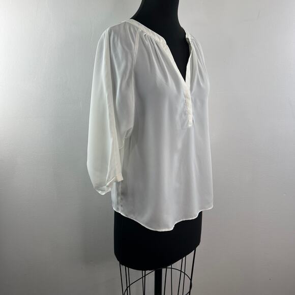 JOIE Yareli White Blouse Pleated Split Neck Raglan Sleeve Pullover Size Small S - Picture 5 of 10